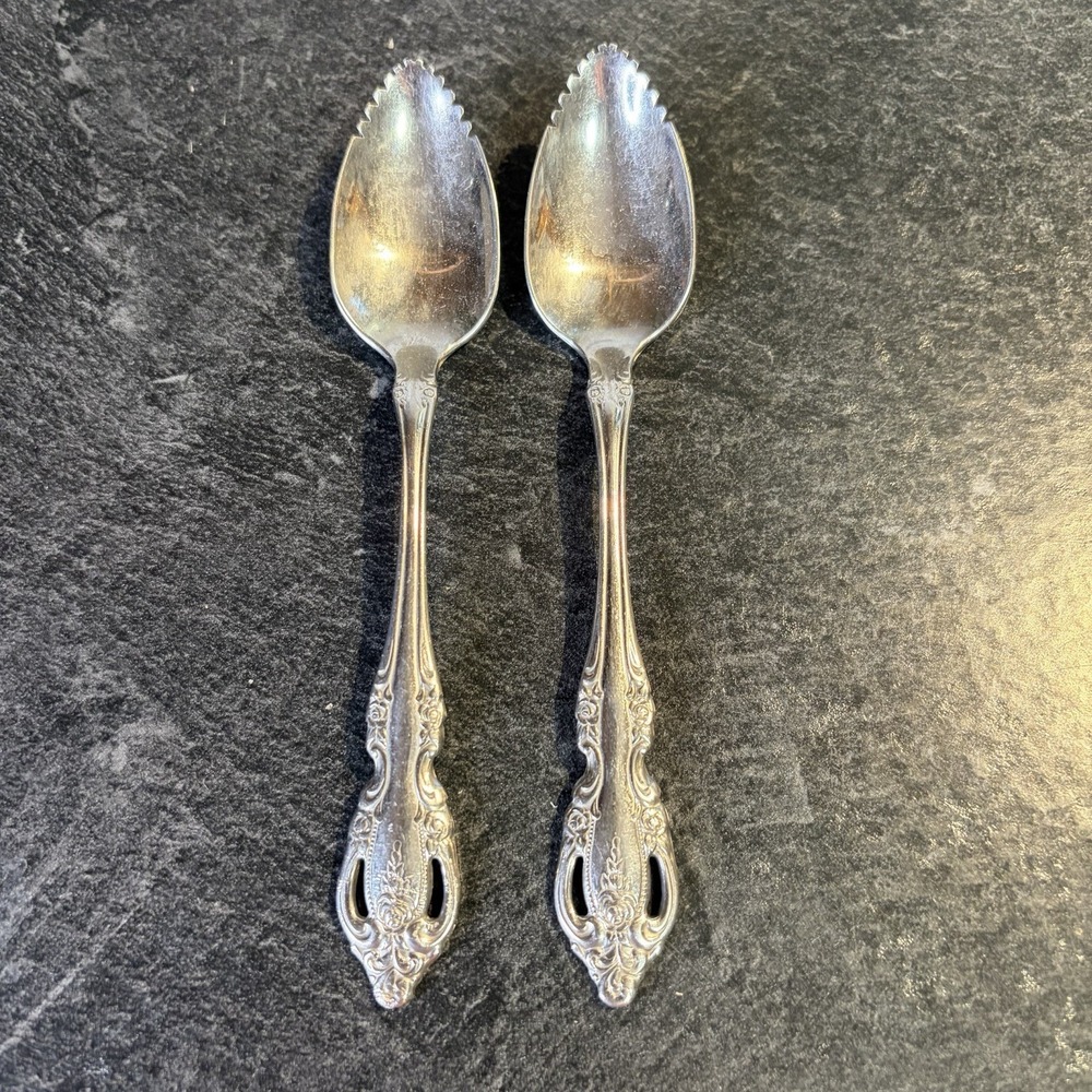 Set of 2 Oneida Community Stainless BRAHMS Serrated Grapefruit Spoons